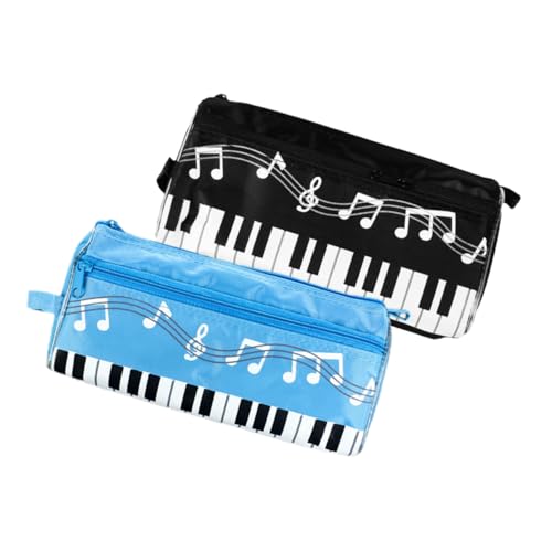ROMISBABA 2 Stck Teiliges Federmäppchen mit Musiknoten Klavier Große Kapazität Reißverschließbar Leichtes Tragbares Stiftemäppchen für Schüler Praktische Federtasche für Schule und Zuhause von ROMISBABA