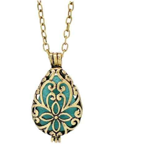 ROMISBABA 2 Stück Aromatherapie Halskette Vintage Duftkette aus Hochwertiger Legierung Offenes Medaillon Schmuckanhänger für Ätherische Öle Leichtes Hautfreundliches Accessoire für Damen von ROMISBABA