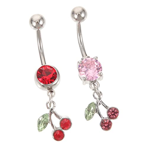ROMISBABA 2 Stück Bauchnabelpiercings Kirschen Lustige Bauchnabelringe für Damen Leichtes Piercing Schmuckstück für Sommerlooks von ROMISBABA
