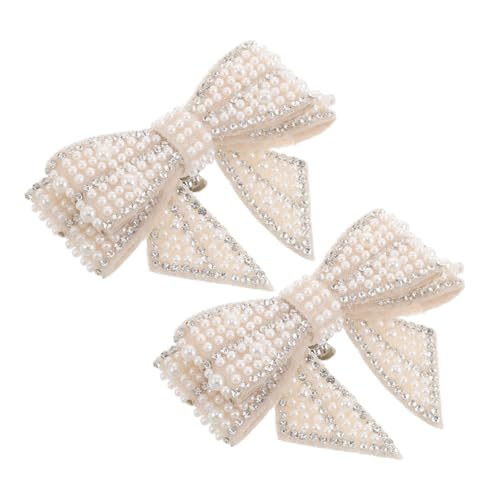 ROMISBABA 2 Stück Bowknot Shoe Charms mit Perlen und Strasssteinen Abnehmbare Clips für Damen Stilvolle Schuhdekoration für Hochzeit Party und DIY Kompatibel mit High Heels Ballerinas und von ROMISBABA