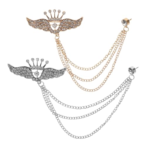 ROMISBABA 2 Stück Brosche Krone mit Quaste und Strass Flügeln Anstecknadel für Herren und Damen Anzug Accessoires für Hochzeit Party und Business Meetings ROMISBABA 2 Stück Brosche Krone mit Quaste und Strass Flügeln Anstecknadel für Herren und Damen Anzug Accessoires für Hochzeit Party und Business Meetings von ROMISBABA