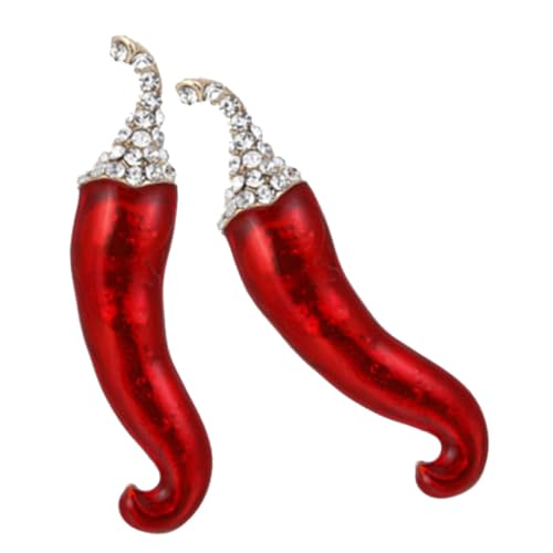 ROMISBABA 2 Stück Chili Anstecknadeln aus Emaille Bunte Pfeffer Broschen Vielseitige Modeaccessoires für Kleidung Taschen Hüte Party Mitgebsel Langlebige Metallbroschen von ROMISBABA