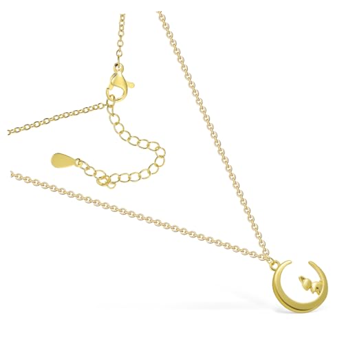 ROMISBABA 2 Stück Damen Halskette mit Mond und Hasen Anhänger Zarte Modeschmuck Ketten für Mädchen Langlebig Farbbeständig Vielseitig Kombinierbar für Alltag und Besondere Anlässe von ROMISBABA