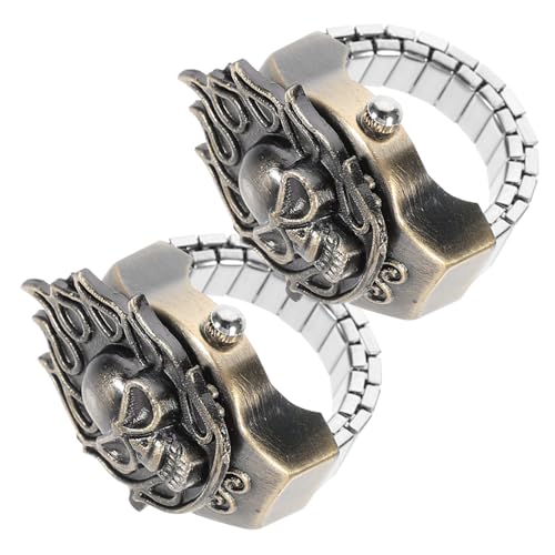 ROMISBABA 2 Stück Elastische Retro Fingeruhr mit Klappdeckel Kreative Analog Ringuhr für Damen Herren Leicht Ablesbare Anzeige Stilvolle Casual Schmuckuhr ROMISBABA 2 Stück Elastische Retro Fingeruhr mit Klappdeckel Kreative Analog Ringuhr für Damen Herren Leicht Ablesbare Anzeige Stilvolle Casual Schmuckuhr von ROMISBABA