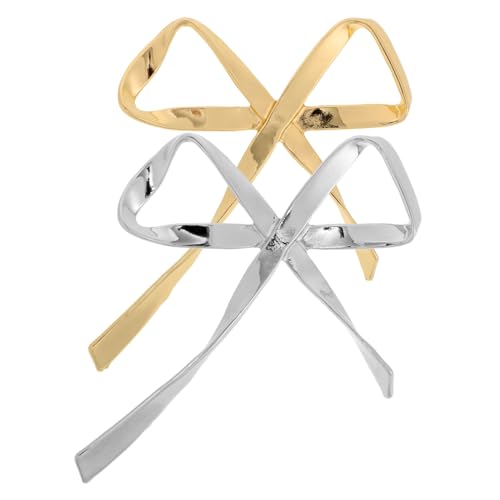 ROMISBABA 2 Stück Elegante Bowknot Brosche Gold Silber mit Strass Modische Anstecknadel für Damen Vielseitiger Schmuck für Alltag Party Hochzeit Einfach zu Befestigen Vintage Stil von ROMISBABA