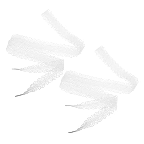 ROMISBABA 2 Stück Flache Spitzen Schnürsenkel Weiß Ballett Inspirierte Elastische Lock Schnürbänder für Damen High Heels Sneaker mit Dekorativer Stilvoller Spitze von ROMISBABA