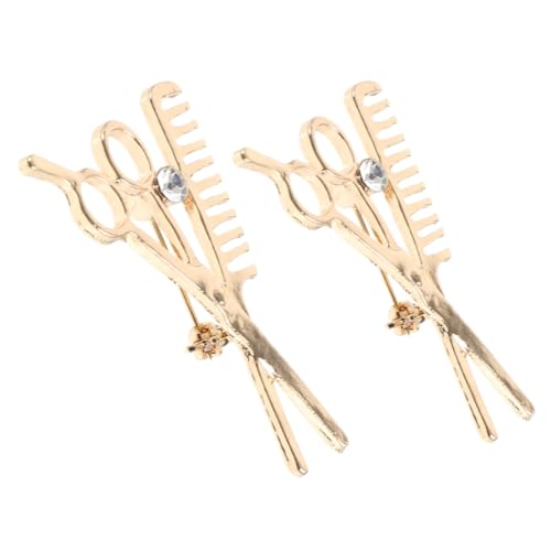 ROMISBABA 2 Stück Friseurbroschen aus Zinklegierung Kreative Scheren und Kamm Designs Anstecknadeln für Kleidung Hüte Unisex Accessoire für Friseure und Stylingfans von ROMISBABA