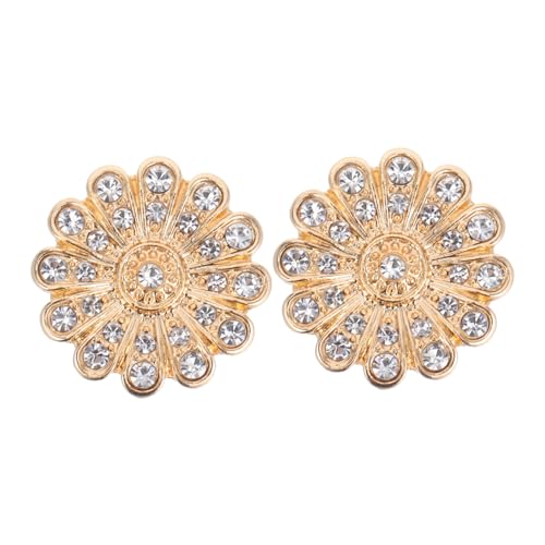 ROMISBABA 2 Stück Glänzende Strass Knopf-überzüge aus Langlebiger Legierung Dekorative Blumen Manschettenknöpfe für Hemden Anzüge Kleider für Damen Herren Einfach zu Befestigen von ROMISBABA