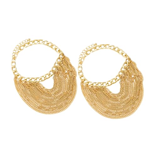 ROMISBABA 2 Stück Goldfarbene Mehrschichtige Punk Fußkettchen mit Quasten Damen Ketten Langlebige Schmuckaccessoires für Frauen Stylische Geschenkidee für Besondere Anlässe von ROMISBABA