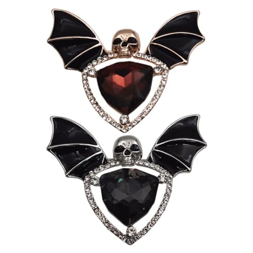 ROMISBABA 2 Stück Gothische Brosche mit Fledermaus und Schädel Design Teiliges Dekorative Anstecknadel für Halloween Outfits Vielseitiger Modeschmuck für Frauen und Männer von ROMISBABA