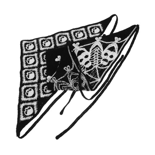 ROMISBABA 2stücke Häkel-bandana Mit Totenkopfmuster Und Spinnennetzdesign Bequemes Stirnband Für Damen Für Halloween-partys Und Gothic-designs von ROMISBABA