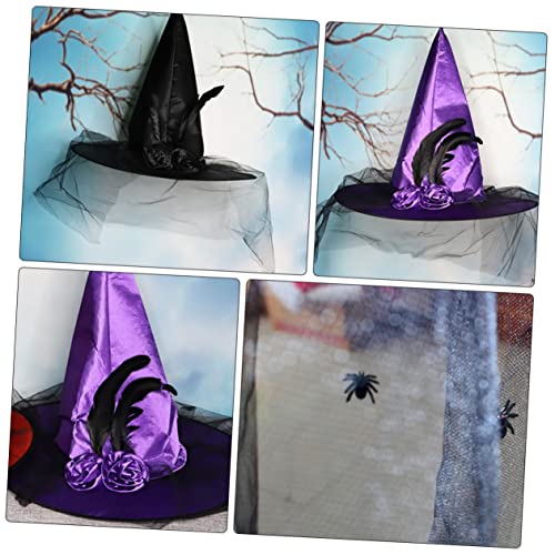 ROMISBABA 2 Stück Halloween Hexenhut aus Atmungsaktivem Netzstoff Bequeme Cosplay Kostümaccessoires für Damen Hexenhut in Schwarz und für Halloween Party und Maskerade von ROMISBABA