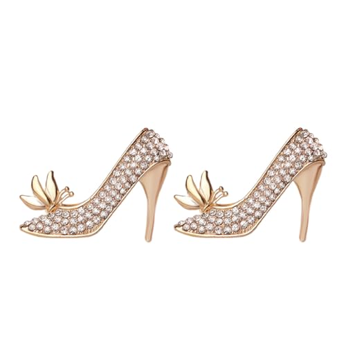 ROMISBABA 2 Stück Hochzeits Brosche Strass Form von High Heels Funkelnde Broschen für Damen Modisches Schmuck Accessoire für Outfits und Taschen von ROMISBABA