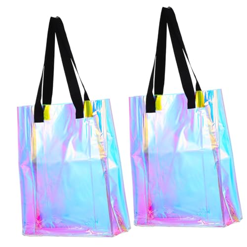 ROMISBABA 2 Stück Holografische Transparente PVC Strandtaschen Große Kapazität Casual Schultertasche Modisch Vielseitig für Shopping Arbeit Freizeit Strand ROMISBABA 2 Stück Holografische Transparente PVC Strandtaschen Große Kapazität Casual Schultertasche Modisch Vielseitig für Shopping Arbeit Freizeit Strand von ROMISBABA