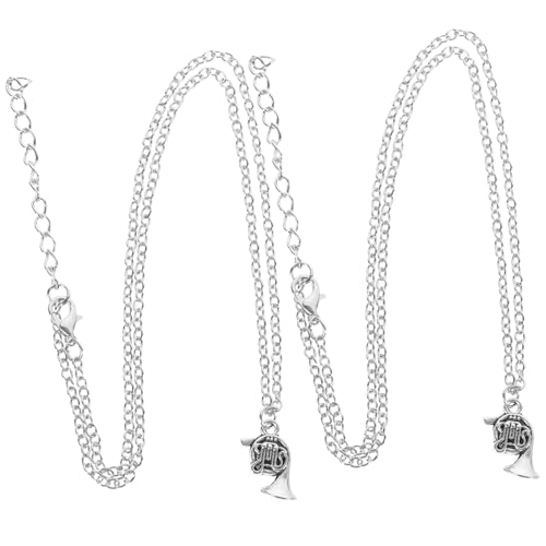 ROMISBABA 2 Stück Horn Anhänger Halskette für Damen und Herren Modischer Musikschmuck aus Robustem Metall Langlebig Stilvoller Notenanhänger Vielseitiges Accessoire für Alltag und Events von ROMISBABA