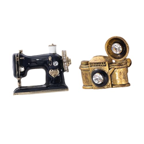 ROMISBABA 2 Stück Kreative Broschen aus Langlebiger Retro Kamera und Schallplatten Design Stabile Anstecknadeln für Kleidung Taschen Hüte Modische Damen Accessoires von ROMISBABA