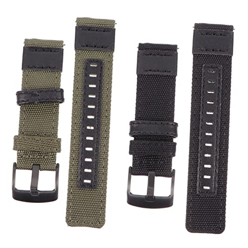 ROMISBABA 2 Stück Kreative Nylon Canvas Uhrenarmbänder für Galaxy Watch Schwarz und Grün Verstellbare Nylon Armbänder für Damen und Herren für Alltag und Business von ROMISBABA