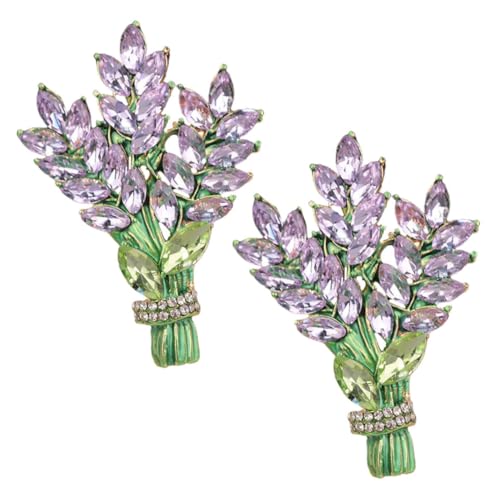 ROMISBABA 2 Stück Lavendel Brosche Vintage Stil Zinklegierung Strass Pin Kleidung Schmuck Damen Accessoires Kleider Dekoration von ROMISBABA