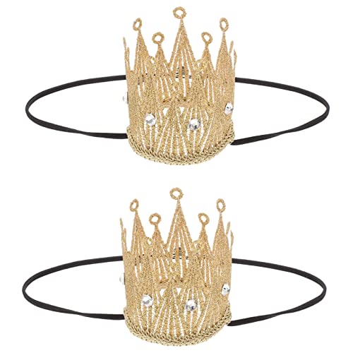 ROMISBABA 2 Stück Leichte Stabile Prinzessinnen Geburtstagskrone für Mädchen Party Cosplay Fotoshooting Komfortables Passendes Design Goldfarbene Haarreife von ROMISBABA