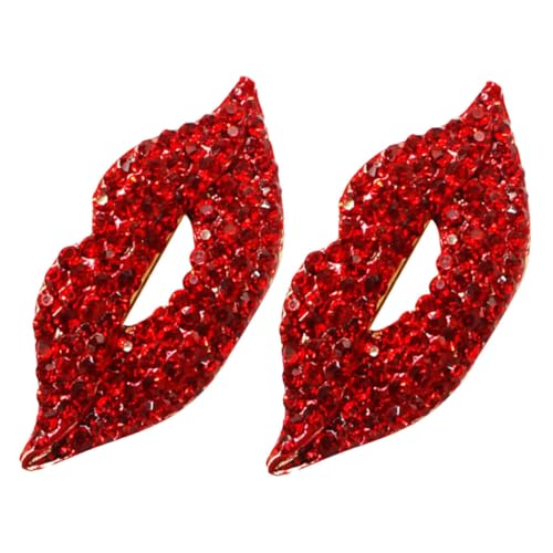ROMISBABA 2 Stück Lippenform Brosche mit Funkelnden Strasssteinen Anstecknadel aus Langlebiger Stilvolles Accessoire für Damenkleidung bei Hochzeit Party und Alltag von ROMISBABA