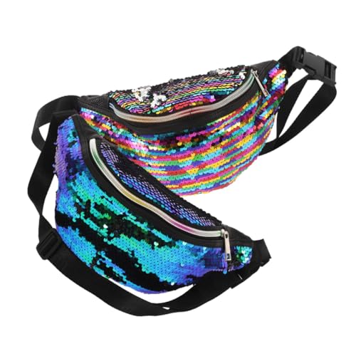 ROMISBABA 2 Stück Mermaid Pailletten Bauchtasche Damen mit Verstellbarem Gurt Große Kapazität Modische Crossbody Tasche für Outdoor Aktivitäten Handytasche Glitzertasche von ROMISBABA