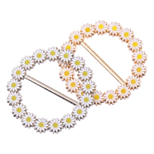 ROMISBABA 2 Stück Metall schalclip Daisy Motiv Stilvolle Kleidungsecken befestigung Glatte Kanten für Komfort Vielseitiger Modeschmuck für Halstücher Jacken Taschen Festlicher Look für von ROMISBABA