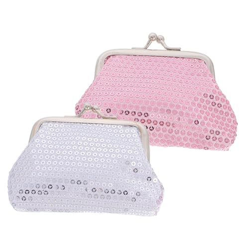 ROMISBABA 2 Stück Mini Geldbörsen für Mädchen Pailletten Münztaschen Silber Kompakt Leicht für Münzen Kleine Spielzeuge Schmuck Kinderfreundlicher Verschluss Vielseitig Verwendbar von ROMISBABA