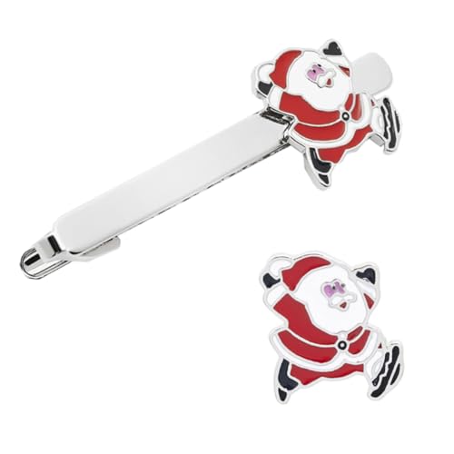 ROMISBABA 2 Stück Mini Weihnachtsmann Krawattenklammer Teilig Dekorative Mini Santa Claus Clips Langlebige Modische Krawattenklammern für Herren Party und Weihnachtsaccessoires von ROMISBABA