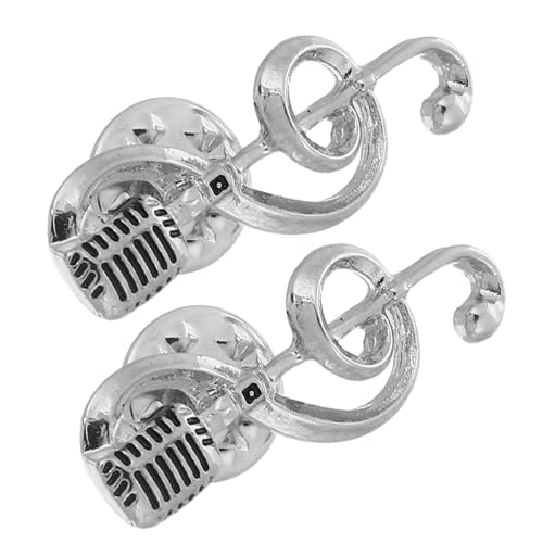 ROMISBABA 2 Stück Musiknote Mikrofon Brosche Goldfarbene Anstecknadeln für Musikliebhaber Party Accessoire für Damen und Herren Stilvolle Lapel Pins von ROMISBABA