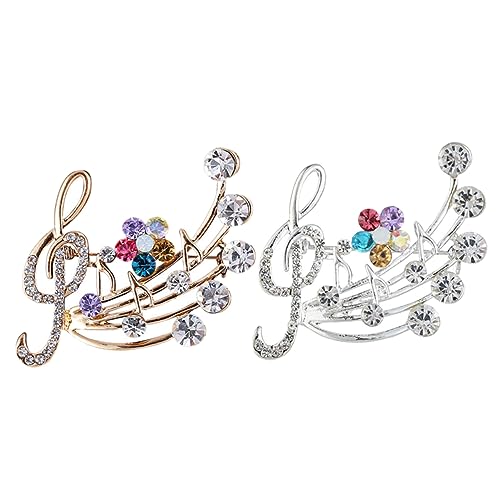 ROMISBABA 2 Stück Noten Broschen mit Strass Anstecknadeln für Kleidung Leichte Schmuck Accessoires für Damen Vielseitig Tragbar bei Hochzeit Party Alltag von ROMISBABA