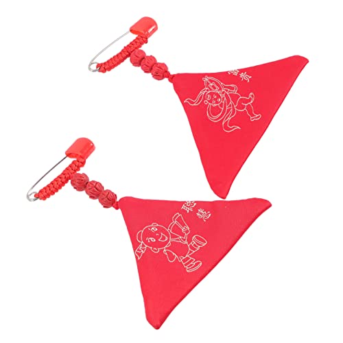 ROMISBABA 2 Stück Omamori Anhänger Dreieckiges Segensbeutelchen Schutz Glück Gesundheit Schmuck für Junge Mädchen Chinesischer Glücksbringer Dekoration von ROMISBABA