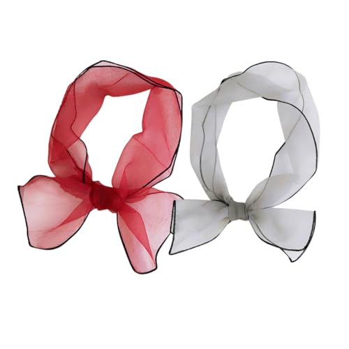 ROMISBABA 2stücke Rot-weißer Quadratischer Organza-schal Kleiner Schal Für Frauen Modetuch Mit Klassischem Muster Leicht Und Atmungsaktiv Als Für Täglichen Gebrauch von ROMISBABA