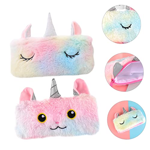 ROMISBABA 2 Stück Plüsch Federmäppchen mit Einhorn Große Kapazität Sicherer Reißverschluss Weiches Material für Schüler und Schreibwaren Aufbewahrung von ROMISBABA