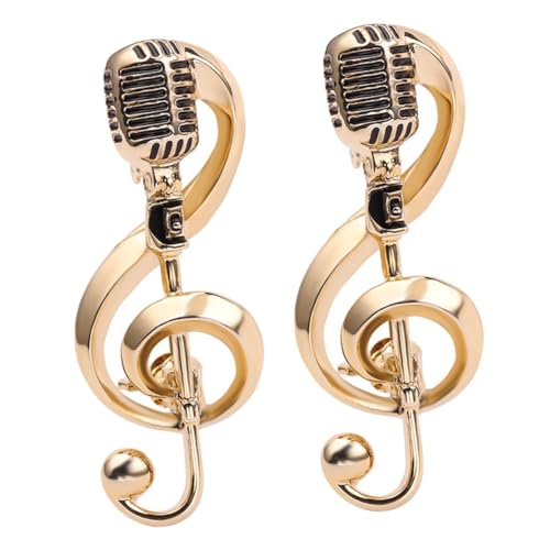 ROMISBABA 2 Stück Retro Mikrofon und Musiknoten Broschen aus Robustem Modische Anstecknadeln für Kleidung Unisex Accessoires für Musikliebhaber und Besondere Outfits von ROMISBABA
