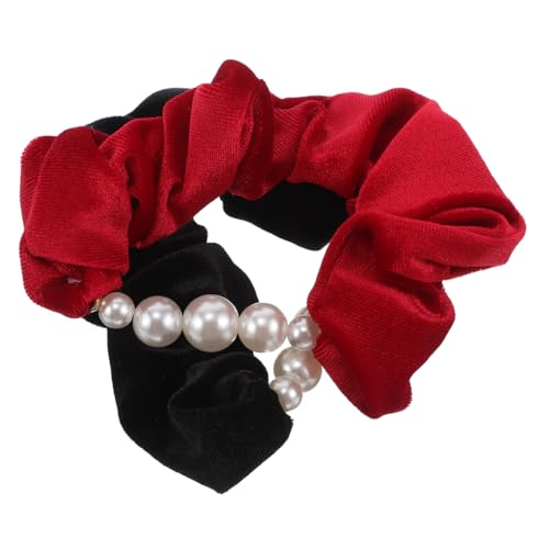 ROMISBABA 2stücke Samt-perlen-haarband Elastische Scrunchies Für Mädchen Vielseitige Haarschmuck Für Pferdeschwanz Und Dutt Für Alltag Weinrot von ROMISBABA