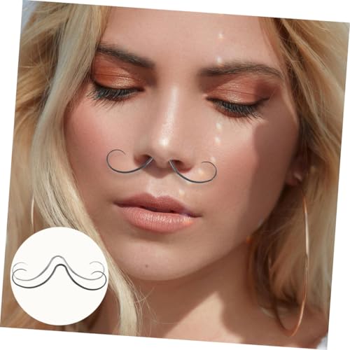 ROMISBABA 2 Stück Schnurrbart Septum Ring Nasenpiercing Schmuck aus Edelstahl Leichter Komfortabler Nasenring in Silber und Schwarz Eleganter Körperpiercing Schmuck für Damen und Herren von ROMISBABA