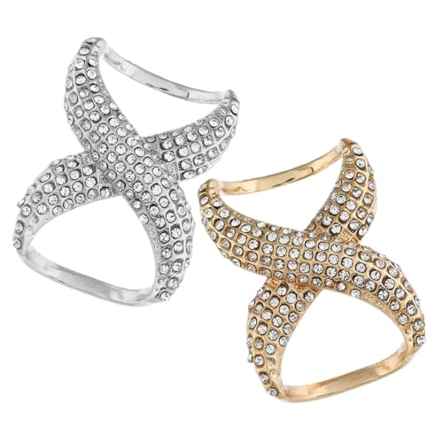 ROMISBABA 2 Stück Strass Schalringe Gold Silber Seidenschal Clips Tuch Verschlüsse für Damen Glatte Oberfläche Vielseitig für Oversize Shirts und Dicke Schals Stilvolles Accessoire von ROMISBABA