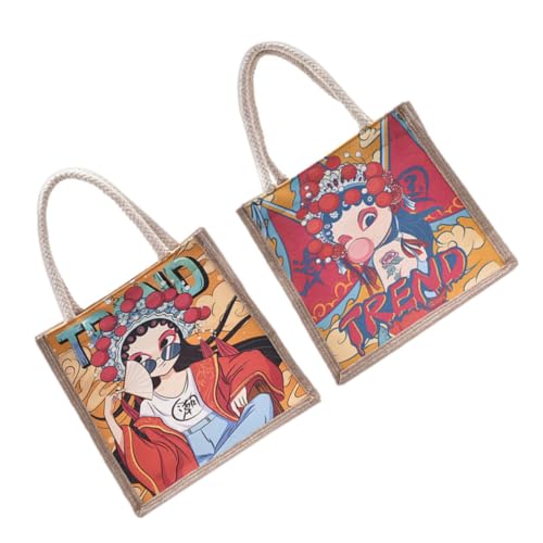 ROMISBABA 2 Stück Teiliges Canvas Handtaschen mit Peking Muster Chinesischer Stil Modische Schultertasche Damen Großer Innenraum Praktischer Reißverschluss Vielseitige Einkaufstasche für von ROMISBABA