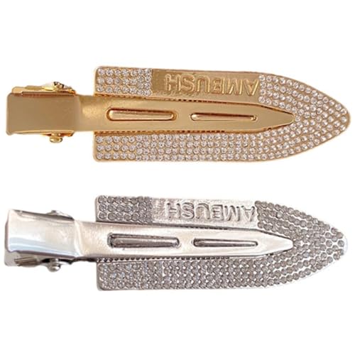 ROMISBABA 2 Stück Teiliges Creaseless Haarklammern für Mädchen Leichte Flache Haarspangen Knicke Zuverlässige Haarschmuck Accessoires in Silber und Gold für Langanhaltendes Styling von ROMISBABA