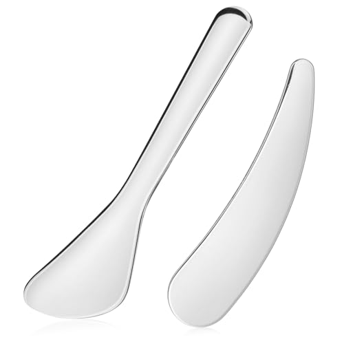 ROMISBABA 2 Stück Teiliges Hautpflege Spatel und Creme Löffel Wiederverwendbar Kompakt Ergonomisch zum Präzisen Auftragen von Gesichtscremes für Kosmetik und Hautpflege zu Hause Salon von ROMISBABA