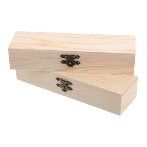 ROMISBABA 2 Stück Teiliges Holz Stifteetui Multifunktionale Aufbewahrungsbox aus Robustem Holz Leicht zu Reinigen für Erwachsene DIY Bemalbar für Individuellen Schreibtisch Organizer von ROMISBABA