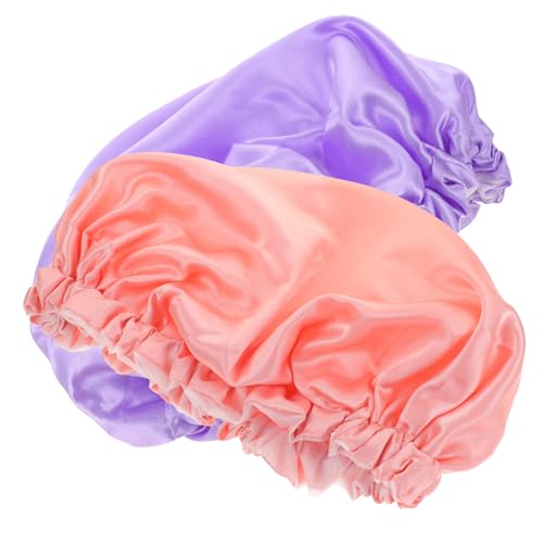 ROMISBABA 2 Stück Teiliges Wasserdichte Duschhauben aus Satinähnlichem Material Elastisch und Verstellbar Vielseitig für Duschen Gesichtsreinigung und Reisen Passend für Damen und Herren von ROMISBABA