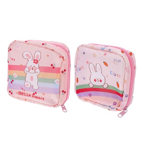 ROMISBABA 2 Stück Tragbare Hygiene tasche für Damen Niedliche Cartoon sanitary towel bags in Verschiedenen Farben Kompakte Robuste Aufbewahrungstaschen für Damenbinden für Reisen und von ROMISBABA