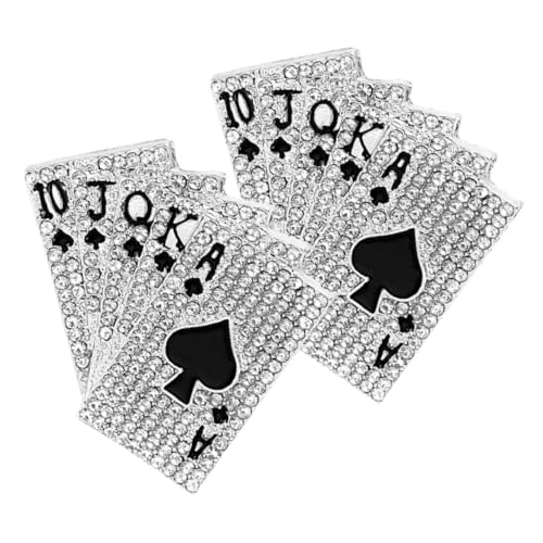 ROMISBABA 2 Stück Unisex Brosche Playing Card Design mit Funkelnden Strasssteinen Anstecknadeln für Jacken Hüte Anzugkragen Vielseitiges Hip Hop Accessoire für Damen und Herren von ROMISBABA
