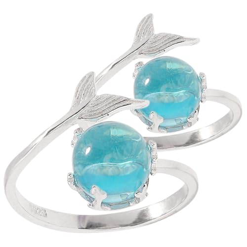 ROMISBABA 2 Stück Verstellbare Fischschwanz Ringe Damen aus Langlebiger Zinklegierung mit Romantischem Kristalldetail und Einzigartigem Meerjungfrauen design Stilvoller Maritimer Schmuck von ROMISBABA