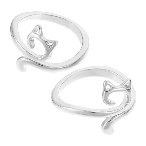 ROMISBABA 2 Stück Verstellbare Geometrische Katzen Knitting Rings aus Legiertem Material Dekorative Garnringe für Stricken und Häkeln DIY Strickschlaufen für Einfaches Garnwickeln von ROMISBABA