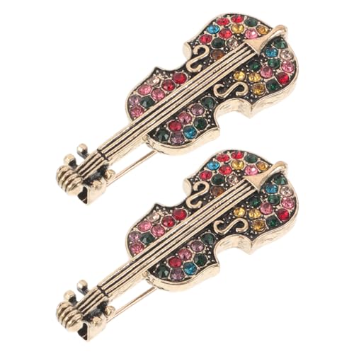 ROMISBABA 2 Stück Vintage Broschen für Damen Violine Strass Broschen mit Funkelnden Glassteinen Stilvolle Anstecknadeln für Kleidung Strickjacken Schals und Kleider Musikalische von ROMISBABA