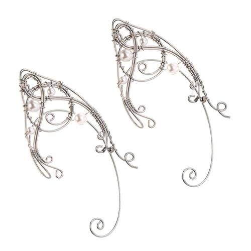 ROMISBABA 2 Stück Vintage Clip Ear Cuff Teiliges Retro Ohrklipser Ear Hook Cosplay Accessoire Ohrloch für Party Halloween Hochzeit von ROMISBABA