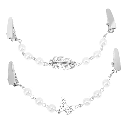 ROMISBABA 2 Stück Vintage Perlen Ketten Schal Clips Schmuckbroschen für Pullover Strickjacke Kleid Kragen Leicht Robust Romantische Modeaccessoires für Damen von ROMISBABA