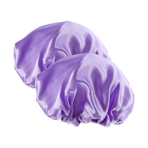 ROMISBABA 2 Stück Wasserdichte Duschhaube Damen Satin Badekappe mit Elastischem Verstellbar Wiederverwendbar für Lang und Kurzhaar Komfortable Haarkappe für Dusche und Sauna von ROMISBABA